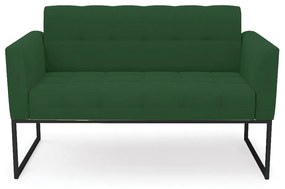 Sofá Namoradeira Elisa Veludo Verde Base Metálica Industrial Preto - D'Rossi