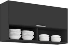 Armário de Cozinha Aéreo 100cm Pérola Z34 Preto             - Mpozenat