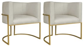 Kit 02 Poltronas Decorativa Luna Base de Ferro Dourado Bouclé