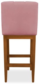 Banqueta Alta Sueli Base Madeira Maciça Estofada Suede Rose