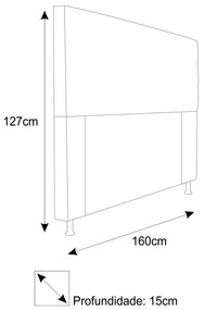 Cabeceira Estofada Turim 160 cm Queen Size Suede Bege - ADJ Decor