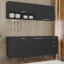 Armário de Cozinha CP01 Para Pia 180cm Pérola Z34 Preto     - Mpozenat