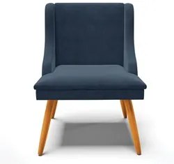 Kit 8 Cadeiras Estofadas para Sala de Jantar Pés Palito Lia Suede Azul