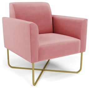 Poltrona Base X Industrial Dourado Marisa Suede D03 - D'Rossi - Rose
