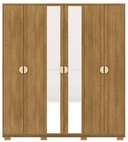 Guarda Roupa Casal Marlin 6 Portas de Bater 2 com Espelhos 4 Gavetas com Nichos MDF Nature G98 - Gran Belo