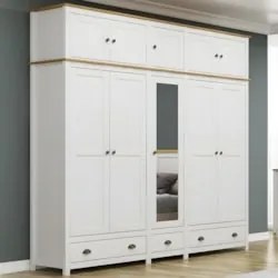 Guarda Roupa Casal 221cm 10 Portas 3 Gavetas Lázio Branco/Freijó F07 -