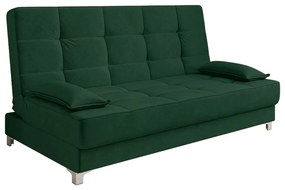 Sofá Cama Equador 193 cm Encosto Reclinável Veludo Verde Militar Pés Plástico Cromado - D'Rossi