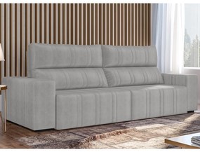 Sofá Retrátil 214 cm Sala de Estar Leonel Suede Cinza G52 - Gran Belo