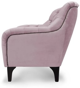 Poltrona Decorativa Roma Botonê Pés Madeira Veludo Rosa - Sheep Estofados - Rosa