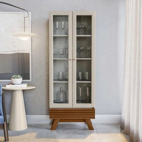 Cristaleira Maju 2 Portas Freijó e Off White 71x185 cm L04 - D'Rossi