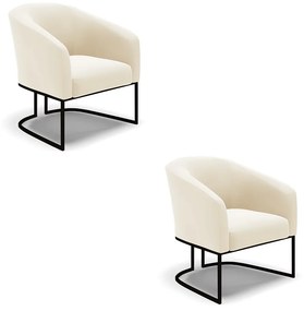 Poltrona Sala Decorativa Industrial Preto Kit 2 Stella Veludo Bege D03 - D'Rossi