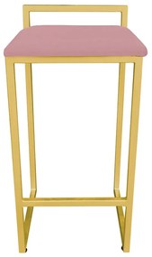 Banqueta Alta Industrial Pietra Suede Rose Base Dourado D'Rossi