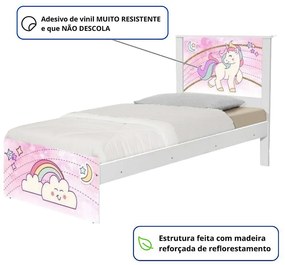Cama Solteiro Infantil 195x96cm para Quarto Personagens K02 - D'Rossi - Unicórnio