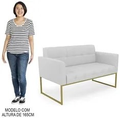 Sofá Namoradeira Base Industrial Dourado Ana Linho Cinza - Ibiza