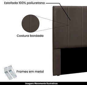 Cabeceira Decorativa Casal 1,40M Erza Veludo Marrom G63 - Gran Belo