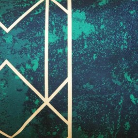 Capa de Almofada Ritz em Suede Tons Verde Marmorizado - Art Déco - 60x30cm