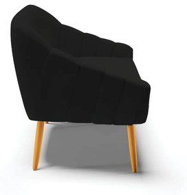 Namoradeira 02 Lugares Giovana Linho Pés Palito Castanho - Indo Decorar - A79 Preto