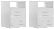 Kit 2 Mesas de Cabeceira 2 Gavetas Apolo Branco/Rosa/Azul/Lilás - Mova