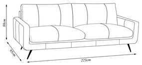 Sofá Decorativo 3 Lugares Paloma 223cm Sala de Estar Pés em Aço Couro Marrom Claro Manchado G88 - Gran Belo