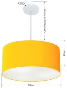 Lustre Pendente Cilíndrico Md-4100 Cúpula em Tecido 50x25cm Laranja - Bivolt