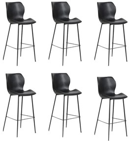 Kit 6 Banquetas Base Aço Fixa Naboo PU Preto G56 - Gran Belo