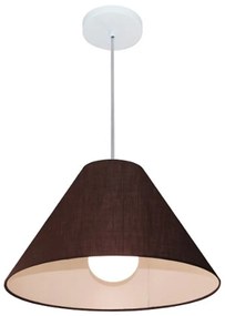 Lustre Pendente Cone Md-4078 Cúpula em Tecido 25/40x15cm Café - Bivolt
