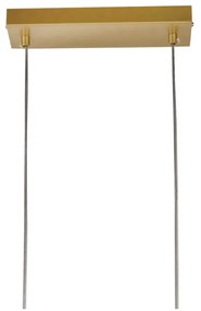 Pendente Balanço 60X30Cm 3Xg9 Retangular Vertical Metal Dourado Vidro...