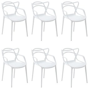 Kit 6 Cadeiras Decorativas Sala e Cozinha Feliti (PP) Branca G56 - Gran Belo