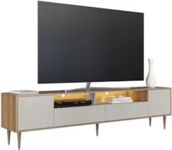 Rack TV 75 Pol 200cm Com LED Pés Palito Caza Mel/Arenas A05 - Mpozenat
