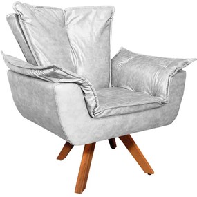 Poltrona Sala de Estar Giratória MM30 Opalla Corano - D'Rossi - Branco