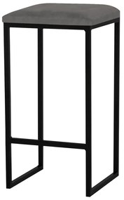 Banqueta Decorativa Billie Base Preta Suede Cinza G41 - Gran Belo