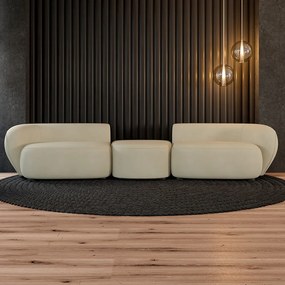 Sofá Versátil Sala de Estar Egito 322cm Modulado Veludo Bege G52 - Gran Belo