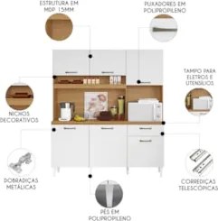 Armário de Cozinha Compacta 160cm Sovira Cinamomo/Branco A15 - Mpozena