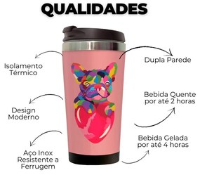 Copo Térmico 500ml Inox Colorful Bulldog