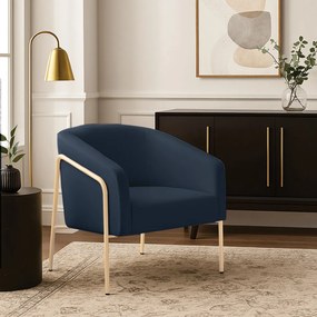 Poltrona Sala Industrial Alta Champanhe Stella Suede D03 - D'Rossi - Azul