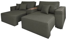 Sofá Decorativo Automatizado Shogun 272cm Reclinável 6 Posições Retrátil c/Console Central Entrada USB Bluetooth Linho Grafite G33 - Gran Belo