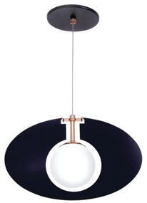 Pendente Globo Corte Laiser 31X10X16Cm Metal E Globo Ø10Cm 01Xg9 |Old... (PRETO, FOSCO (BRANCO))
