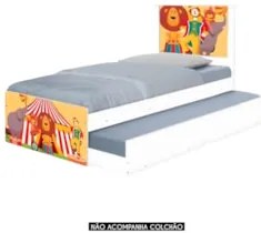 Cama Solteiro Infantil Com Auxiliar 188x88cm Circo K06 - Mpozenato