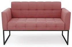 Sofá Namoradeira e 2 Poltronas Base Industrial Preto Ana Suede Rosê -