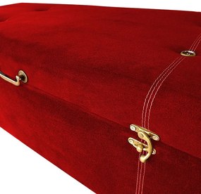 Calçadeira Baú Casal 140cm Caribe Pés Palito Suede Vermelho - Sheep Estofados - Vermelho