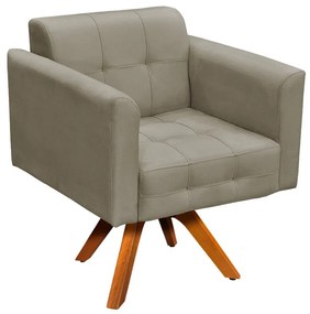 Kit 01 Namoradeira e 02 Poltronas Giratória Elisa Suede Base Madeira MM30 D'Rossi - Marrom Rato