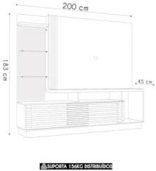Estante Painel Para TV 60 Pol 200cm Sam Z10 Cumaru - Mpozenato