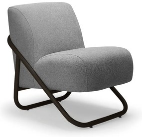 Poltrona Sala Decorativa Industrial Preto Martina Bouclê K01 - D'Rossi - Grafite