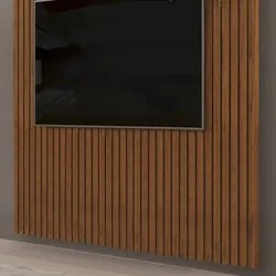 Painel para TV 75 Polegadas Ripado 223x240cm Pratisk D04 Freijó - Mpoz