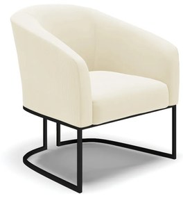 Poltrona Decorativa Industrial Preto Stella Cotelê Ext/Veludo D03 - D'Rossi - Off White