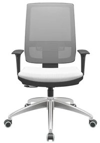 Cadeira Office Brizza Tela Cinza Assento Aero Branco RelaxPlax Base Aluminio 120cm - 63839 Sun House