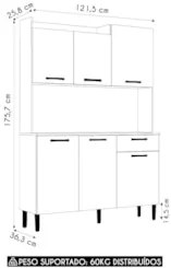 Armário de Cozinha Compacta 121cm Pádua Plus Freijó/Soft Z06 - Mpozena