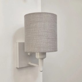 Arandela Quadrada Md-2033 Branco Cúpula em Tecido Cilíndrica Rustico Cinza - Bivolt