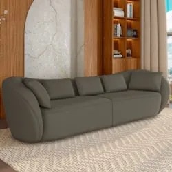 Sofá 3 Lugares 252cm Orgânico Pé Madeira Yume Veludo Marrom Z55 - Mpoz