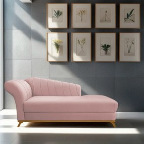Recamier Vanessa 140cm Lado Direito Suede Rosê - ADJ Decor